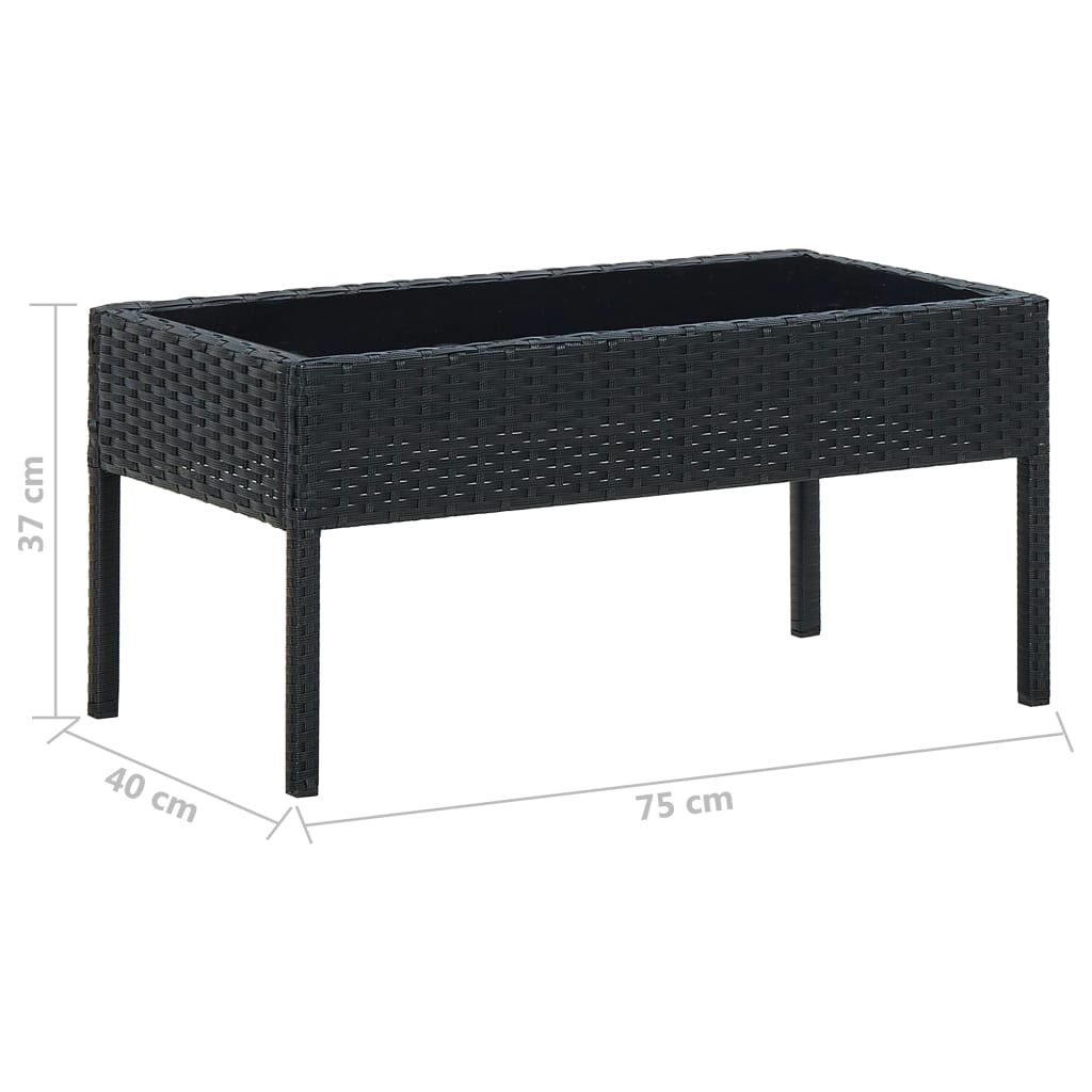 Tuintafel 75x40x37 cm poly rattan zwart - AllerleiShop