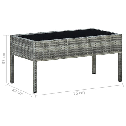 Tuintafel 75x40x37 cm poly rattan grijs - AllerleiShop