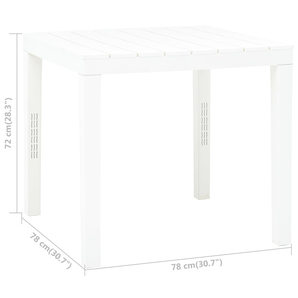 Tuintafel 78x78x72 cm kunststof wit - AllerleiShop