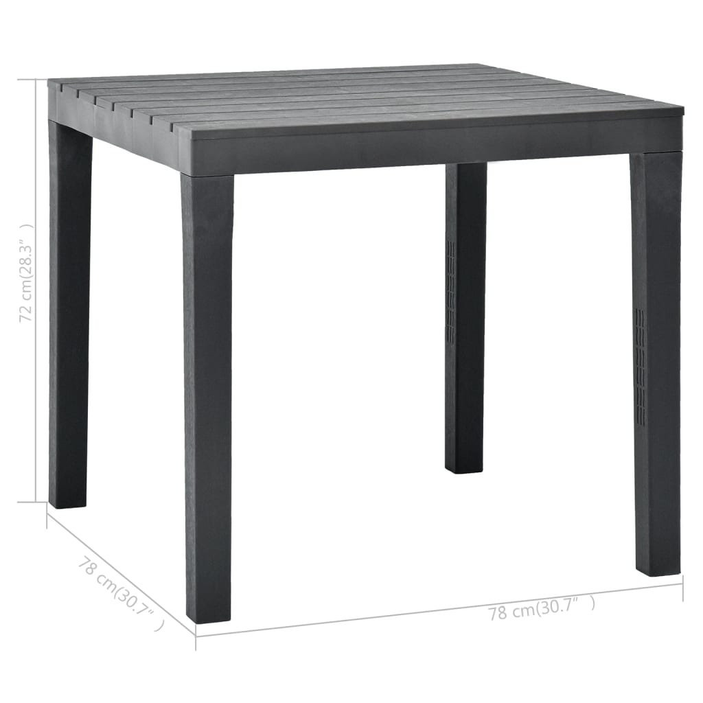 Tuintafel 78x78x72 cm kunststof antraciet - AllerleiShop