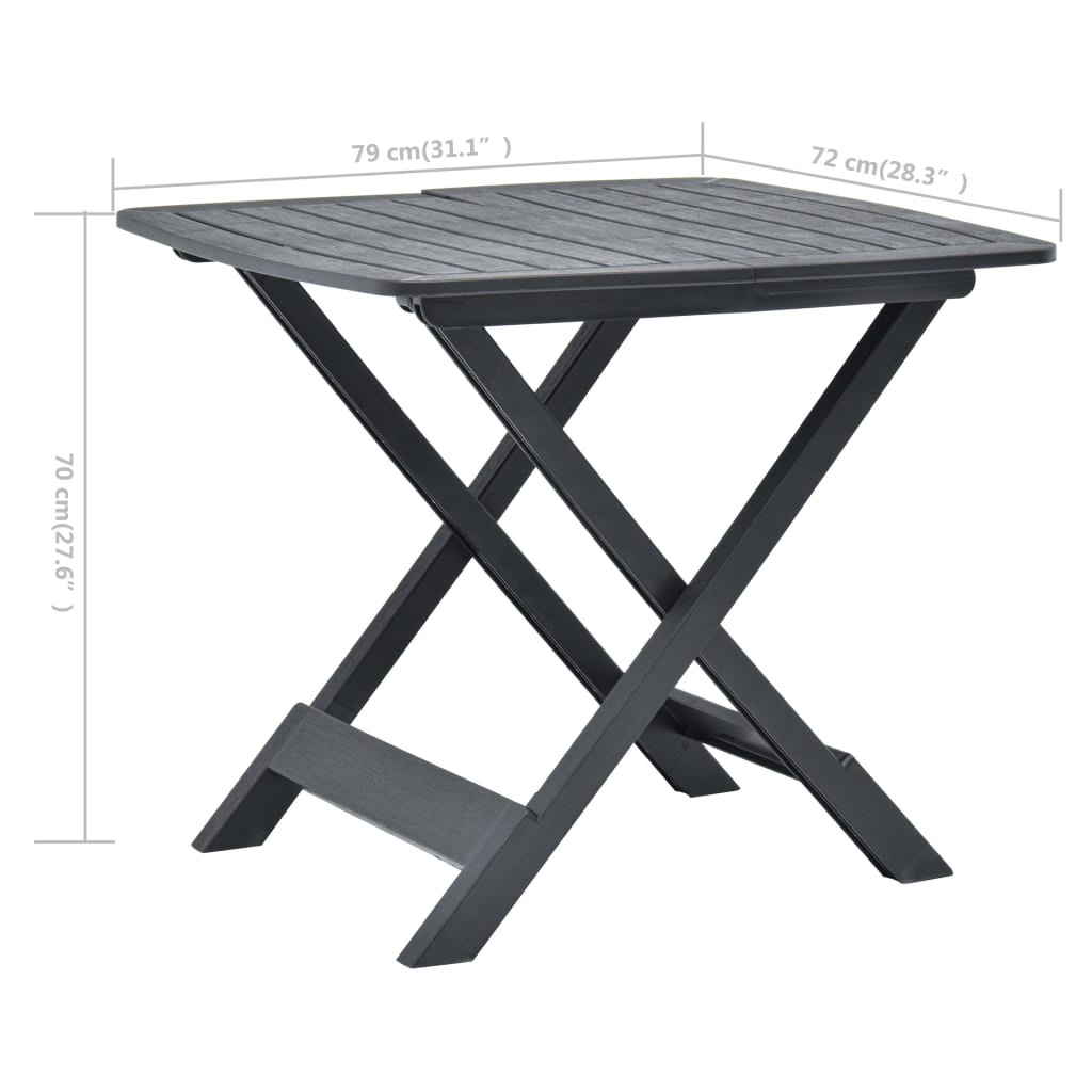 Tuintafel inklapbaar 79x72x70 cm kunststof antraciet - AllerleiShop