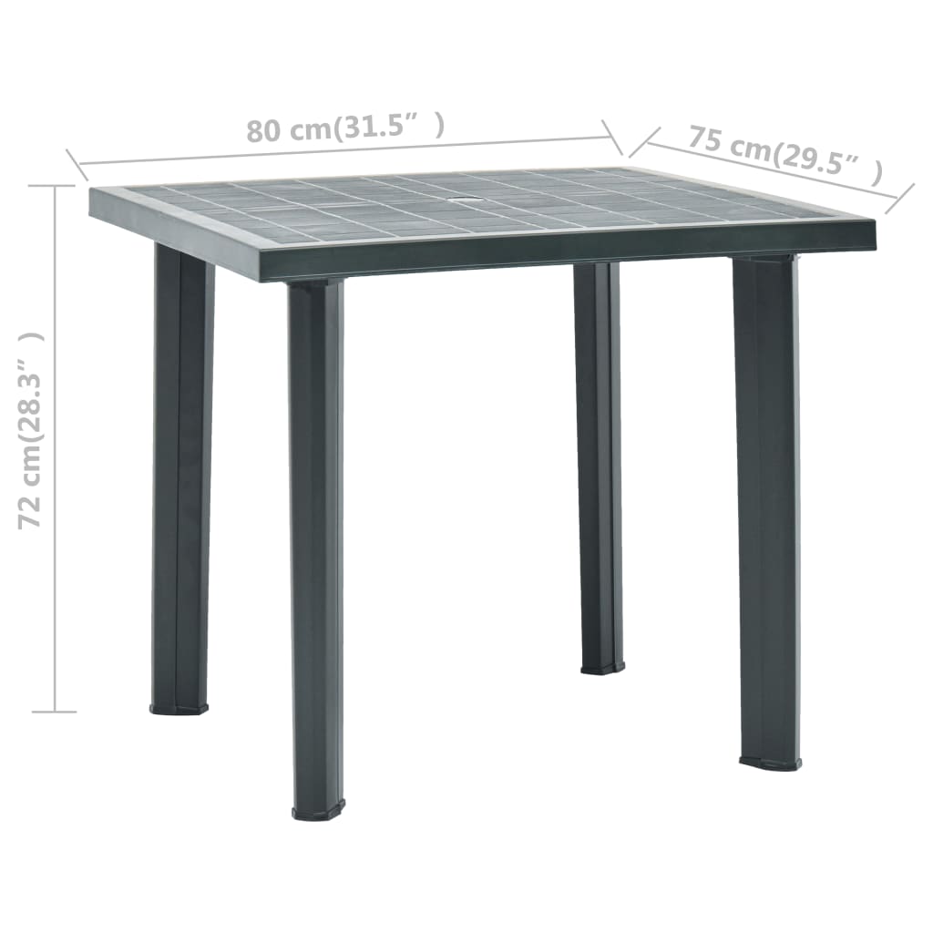 Tuintafel 80x75x72 cm kunststof groen - AllerleiShop