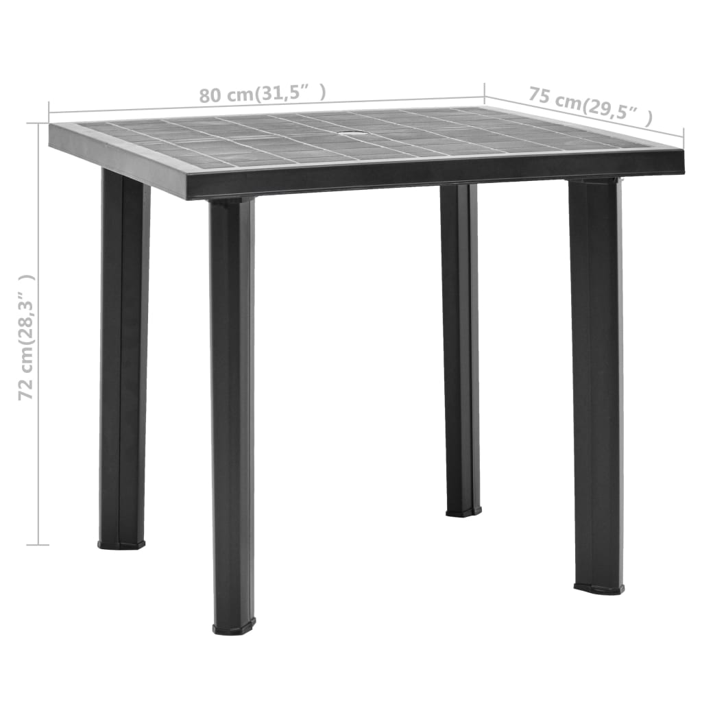 Tuintafel 80x75x72 cm kunststof antraciet - AllerleiShop