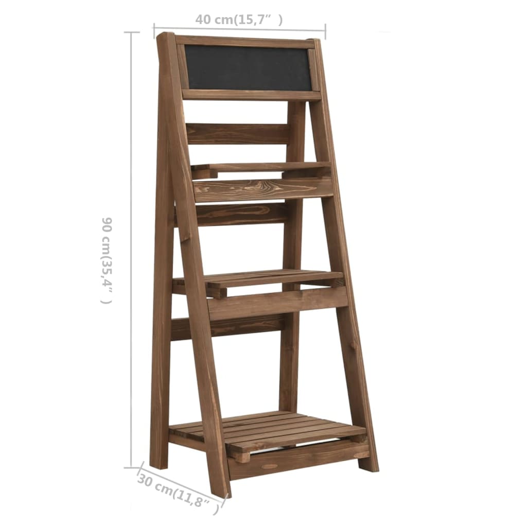 Plantenstandaard 3-laags met bord 40x30x90 cm massief vurenhout - AllerleiShop