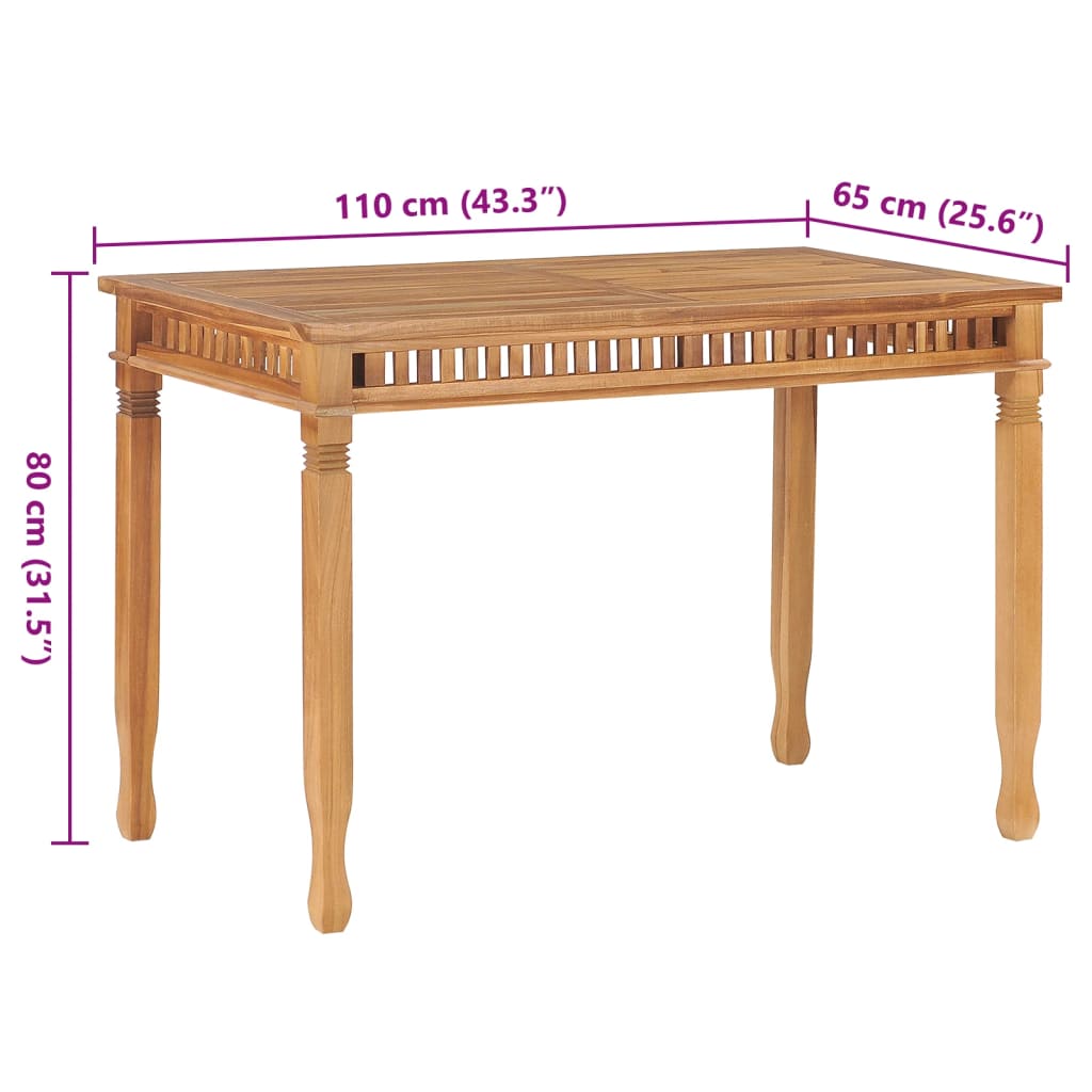 Tuintafel 110x65x80 cm massief teakhout - AllerleiShop