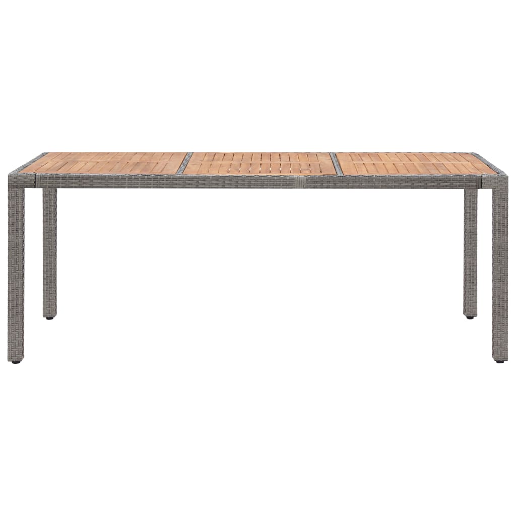 Tuintafel 190x90x75 cm poly rattan en massief acaciahout grijs - AllerleiShop