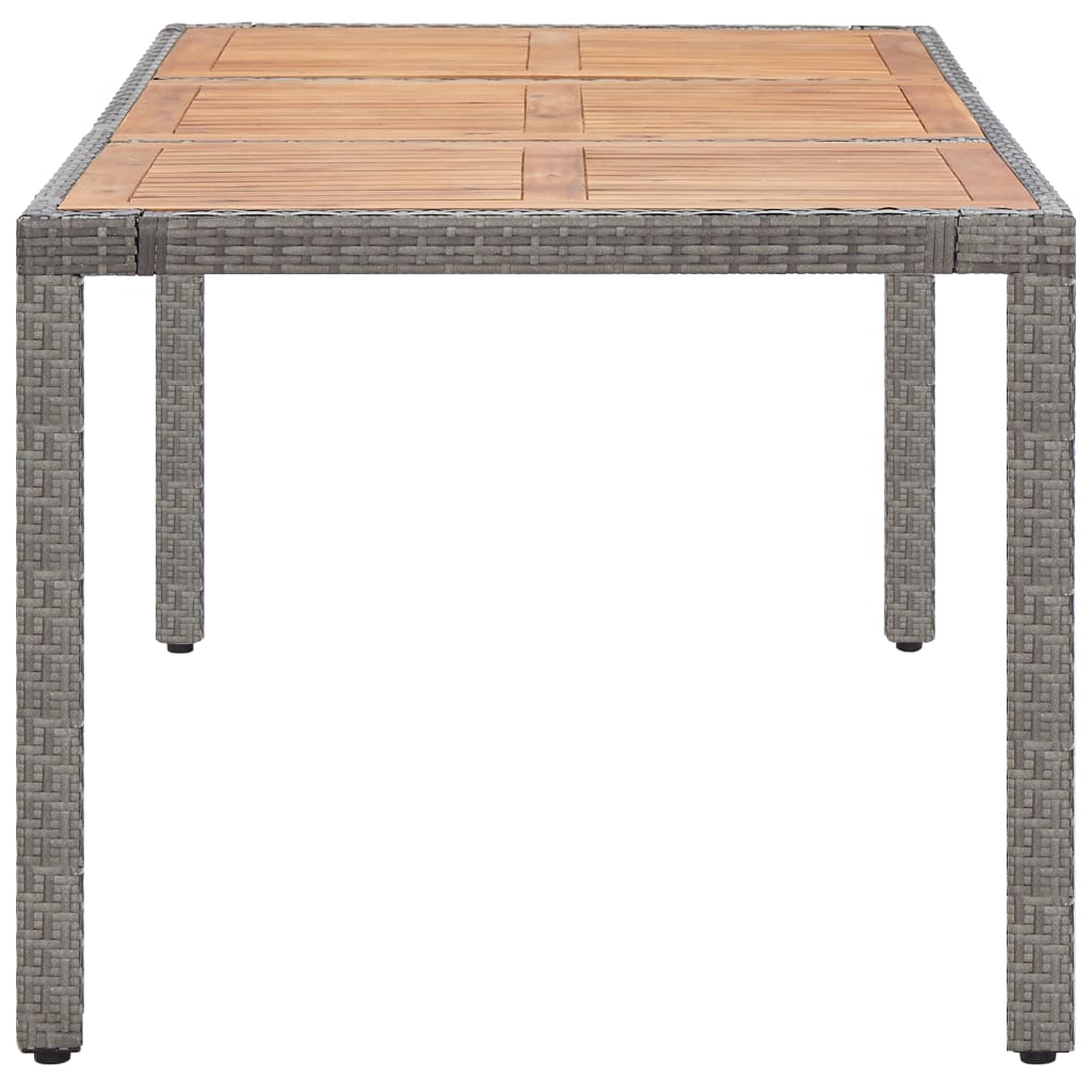 Tuintafel 190x90x75 cm poly rattan en massief acaciahout grijs - AllerleiShop