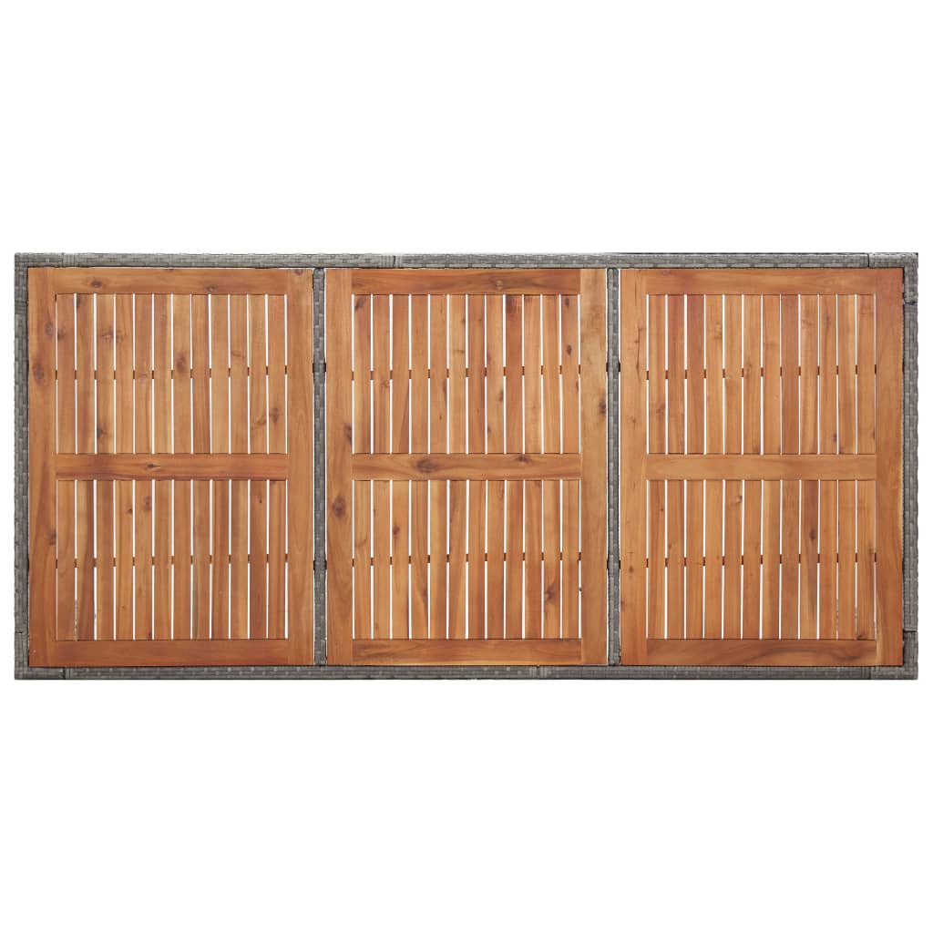 Tuintafel 190x90x75 cm poly rattan en massief acaciahout grijs - AllerleiShop