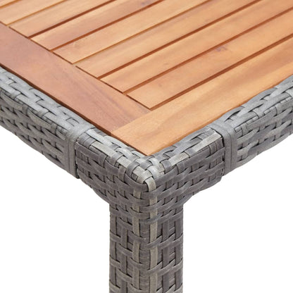 Tuintafel 190x90x75 cm poly rattan en massief acaciahout grijs - AllerleiShop