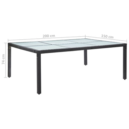 Tuintafel 200x150x74 cm poly rattan zwart - AllerleiShop