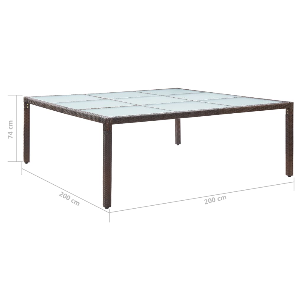 Tuintafel 200x200x74 cm poly rattan bruin - AllerleiShop