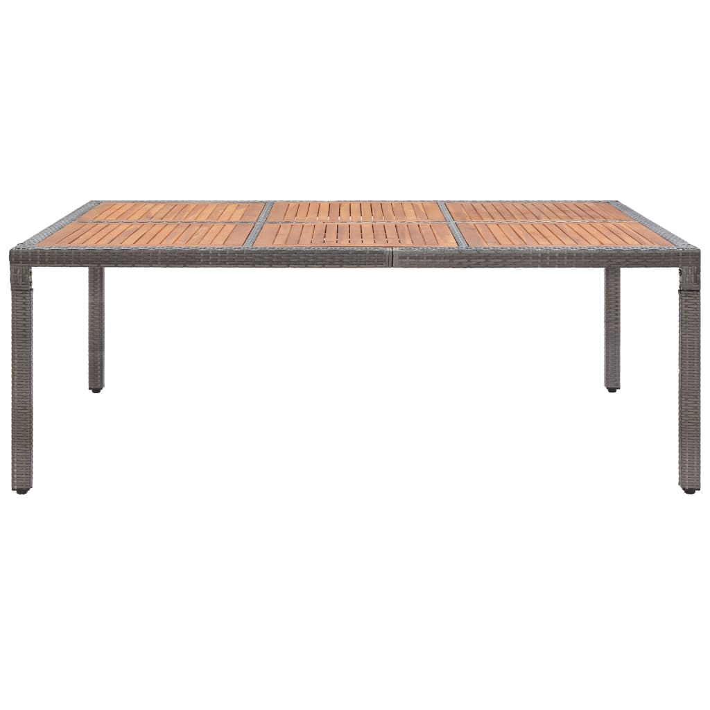 Tuintafel 200x150x74 cm poly rattan en massief acaciahout grijs - AllerleiShop