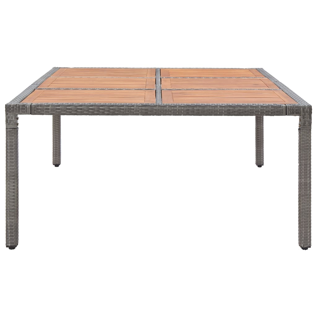 Tuintafel 200x150x74 cm poly rattan en massief acaciahout grijs - AllerleiShop