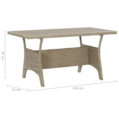 Tuintafel 130x70x66 cm poly rattan grijs - AllerleiShop