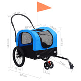 Fietstrailer en hondenwagen 2-in-1 blauw en zwart - AllerleiShop