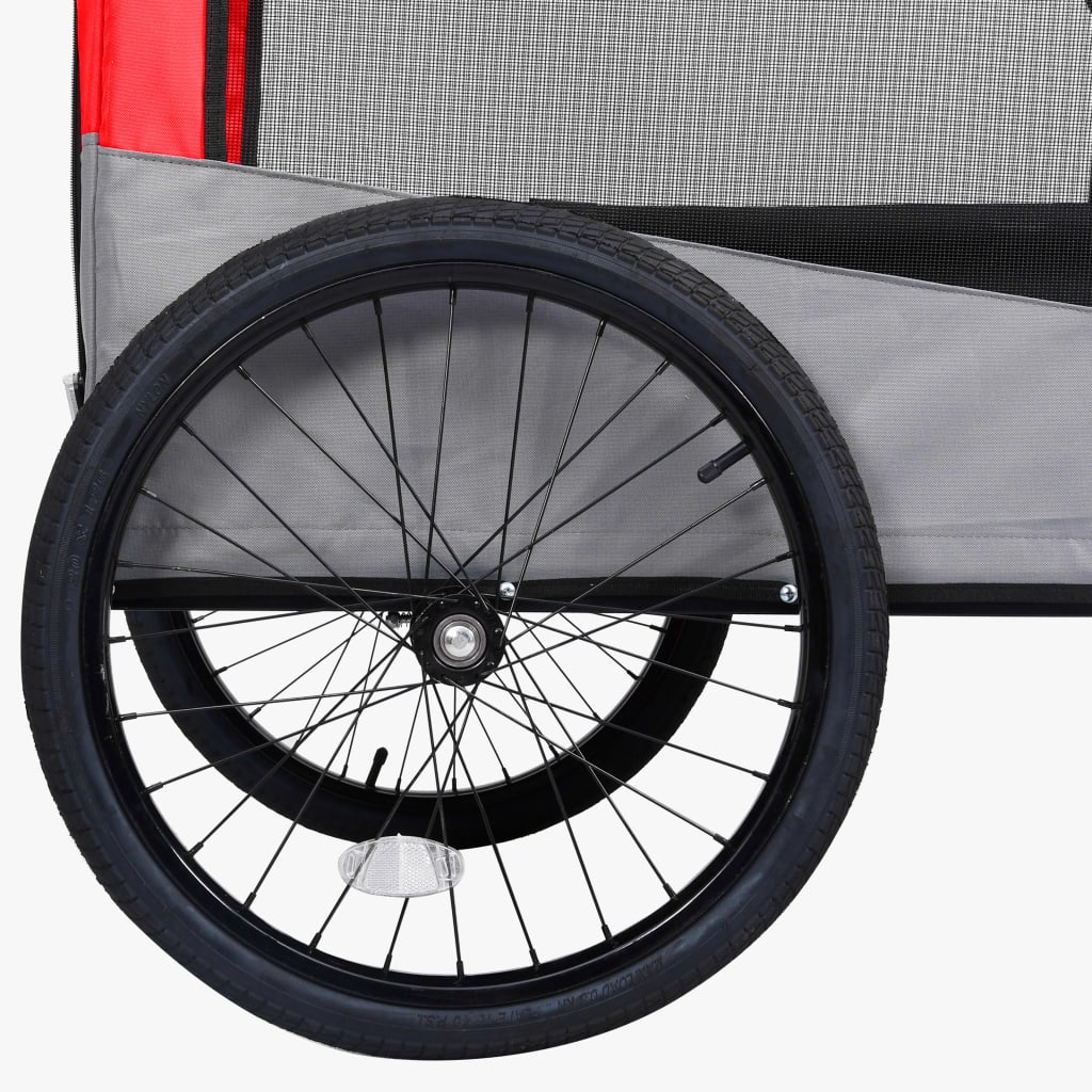 Fietstrailer en hondenwagen 2-in-1 rood en grijs