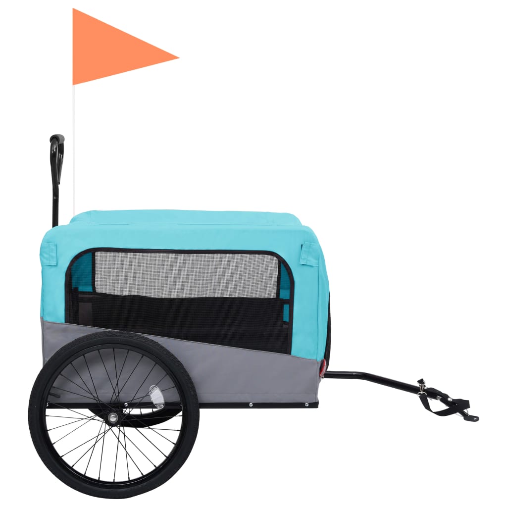 Fietstrailer en hondenwagen 2-in-1 blauw en grijs