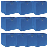 Opbergboxen 10 st 32x32x32 cm stof blauw