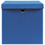 Opbergboxen met deksel 10 st 32x32x32 cm stof blauw