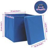 Opbergboxen met deksel 10 st 32x32x32 cm stof blauw