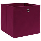 Opbergboxen 4 st 32x32x32 cm stof donkerrood