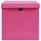 Opbergboxen met deksel 4 st 32x32x32 cm stof roze