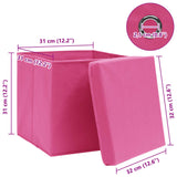 Opbergboxen met deksel 4 st 32x32x32 cm stof roze