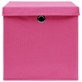 Opbergboxen met deksel 10 st 32x32x32 cm stof roze