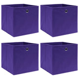 Opbergboxen 4 st 32x32x32 cm stof paars