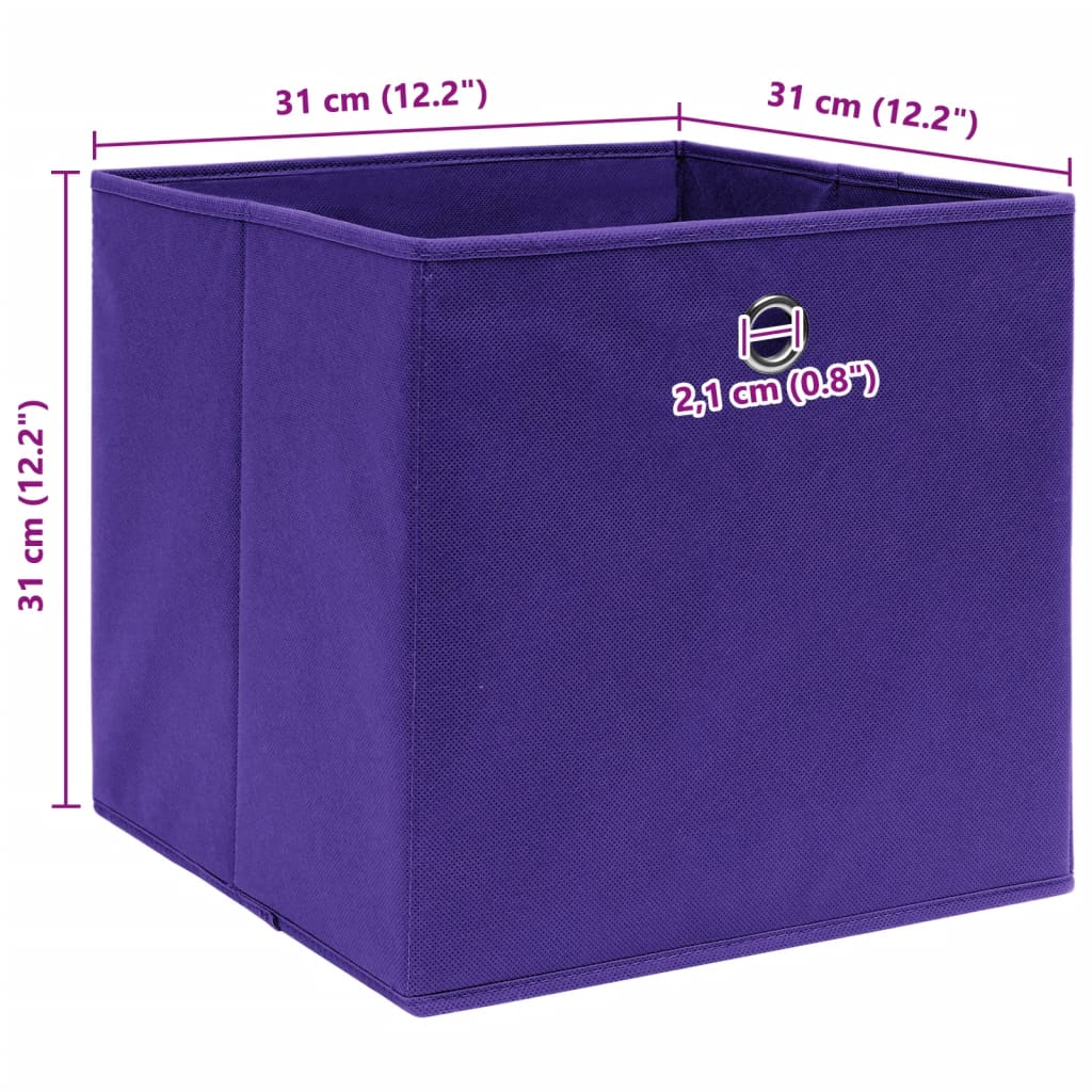 Opbergboxen 4 st 32x32x32 cm stof paars