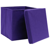 Opbergboxen met deksel 10 st 32x32x32 cm stof paars