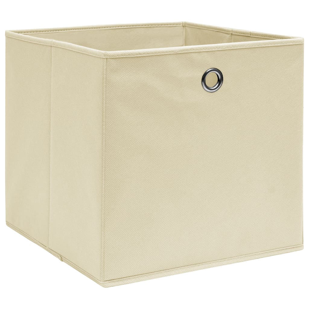 Opbergboxen 10 st 32x32x32 cm stof crèmekleurig