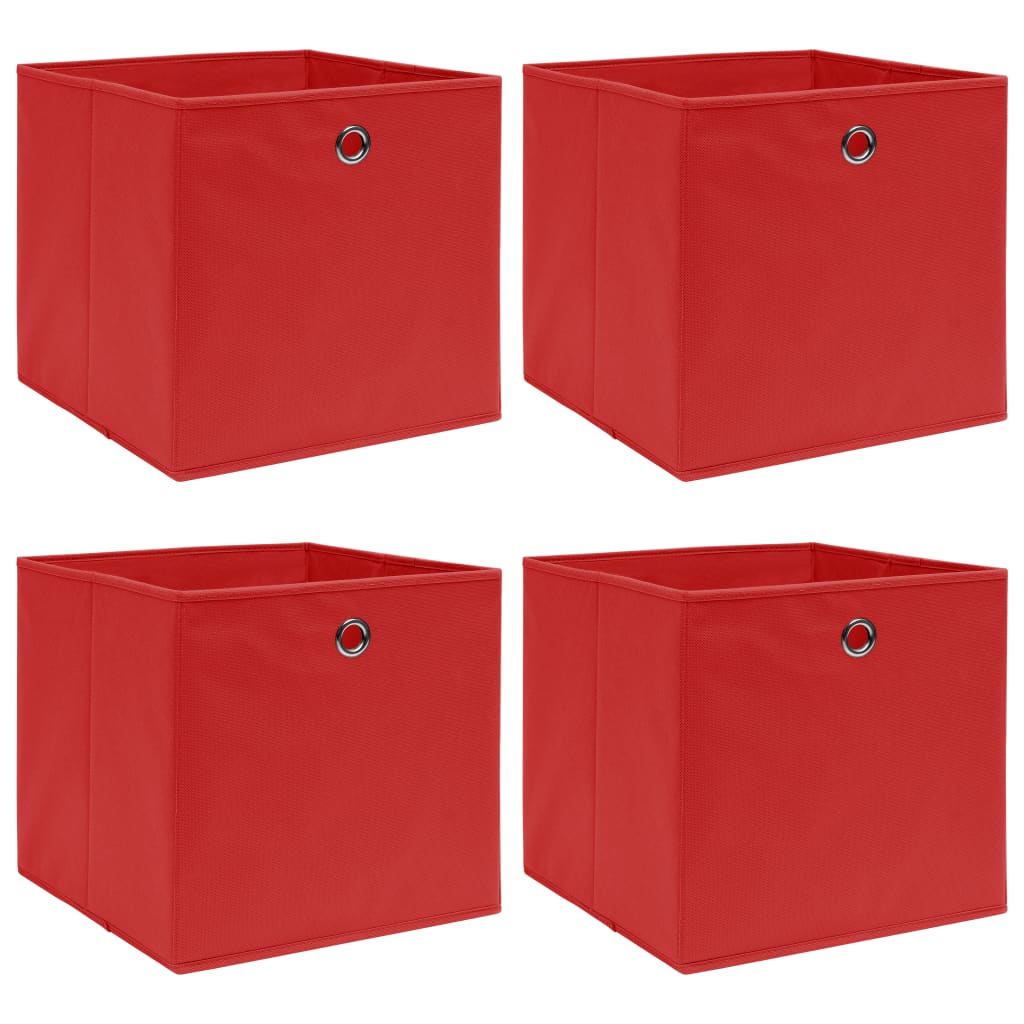 Opbergboxen 4 st 32x32x32 cm stof rood