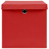 Opbergboxen met deksel 4 st 32x32x32 cm stof rood