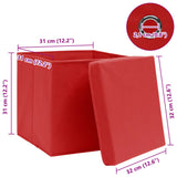 Opbergboxen met deksel 4 st 32x32x32 cm stof rood