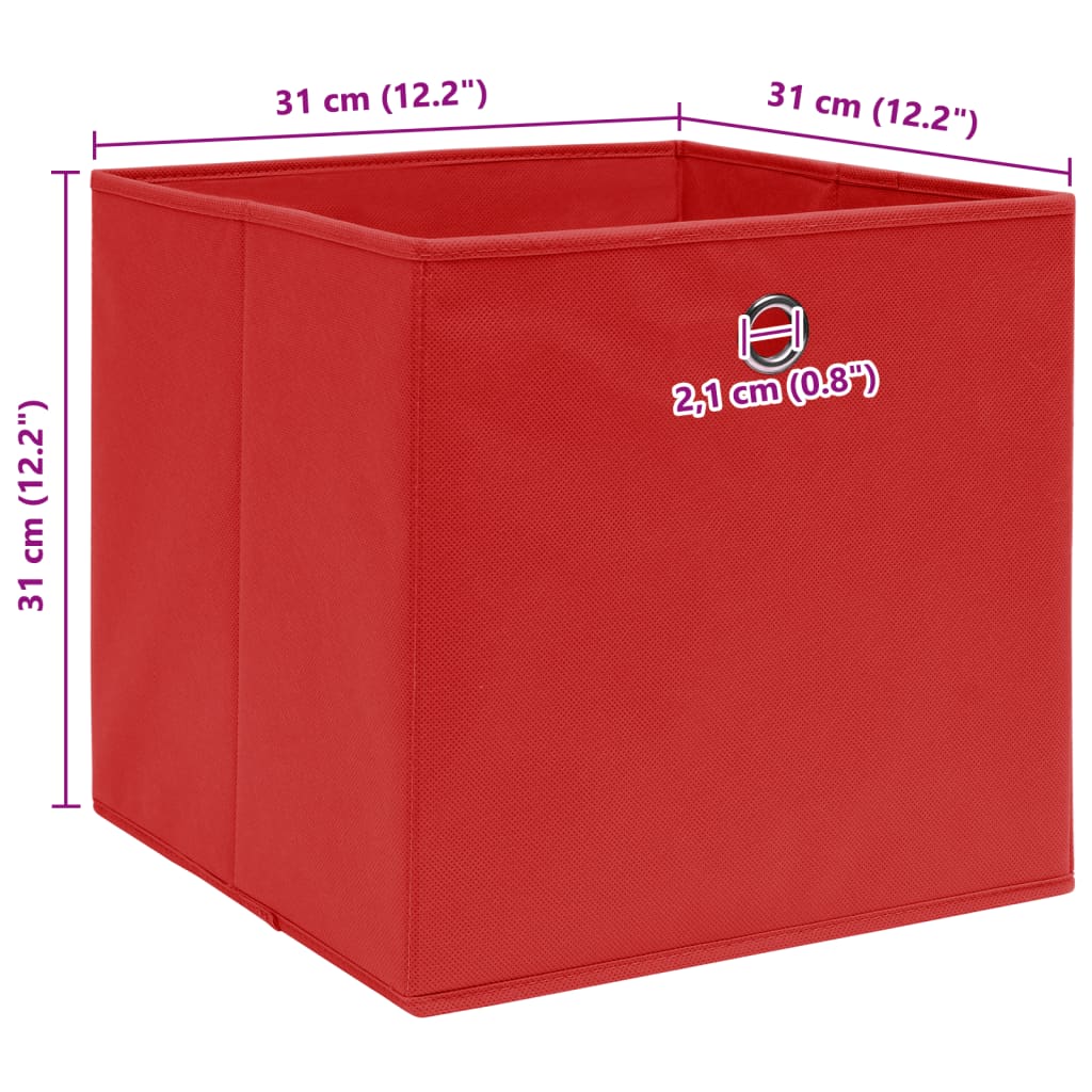 Opbergboxen 10 st 32x32x32 cm stof rood