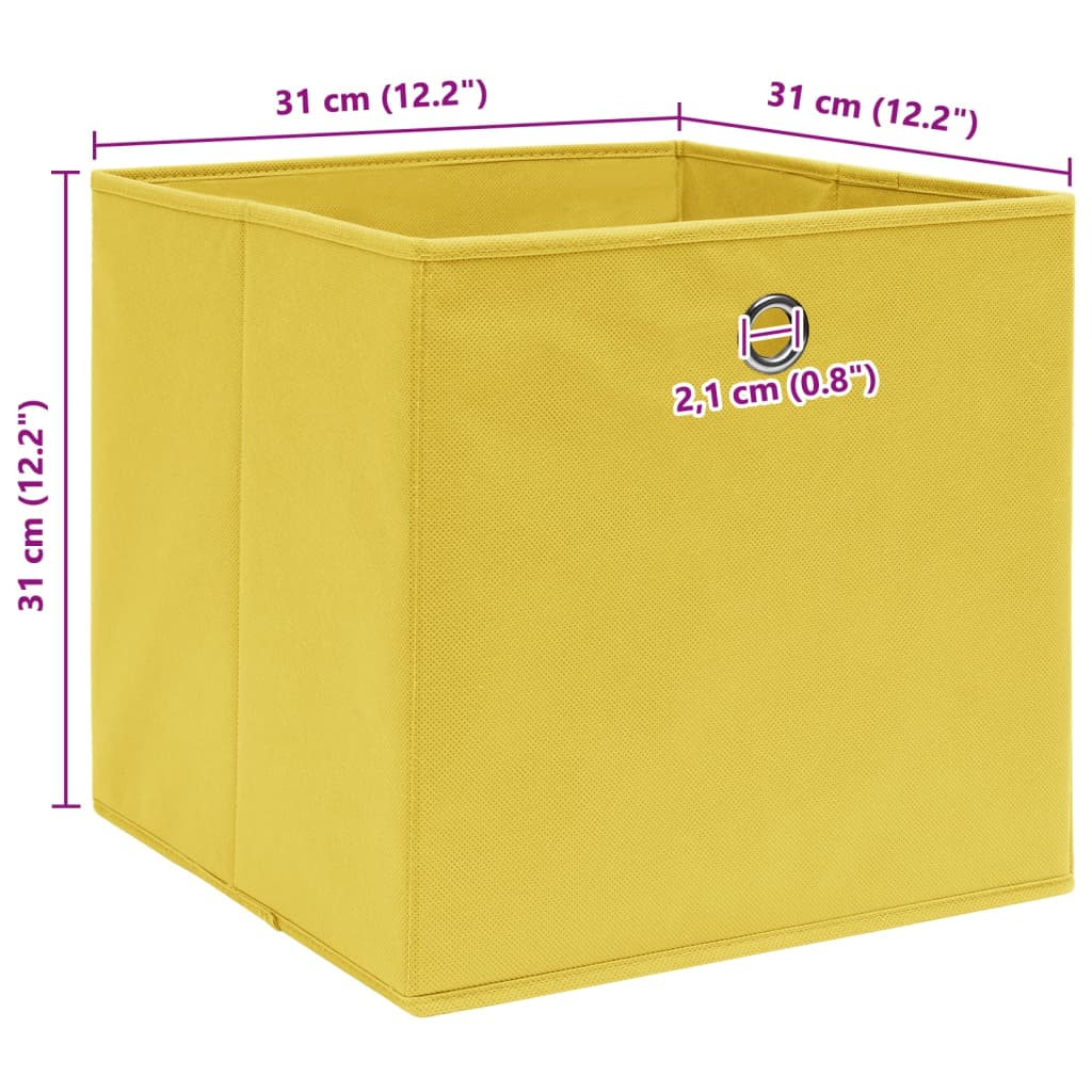 Opbergboxen 10 st 32x32x32 cm stof geel