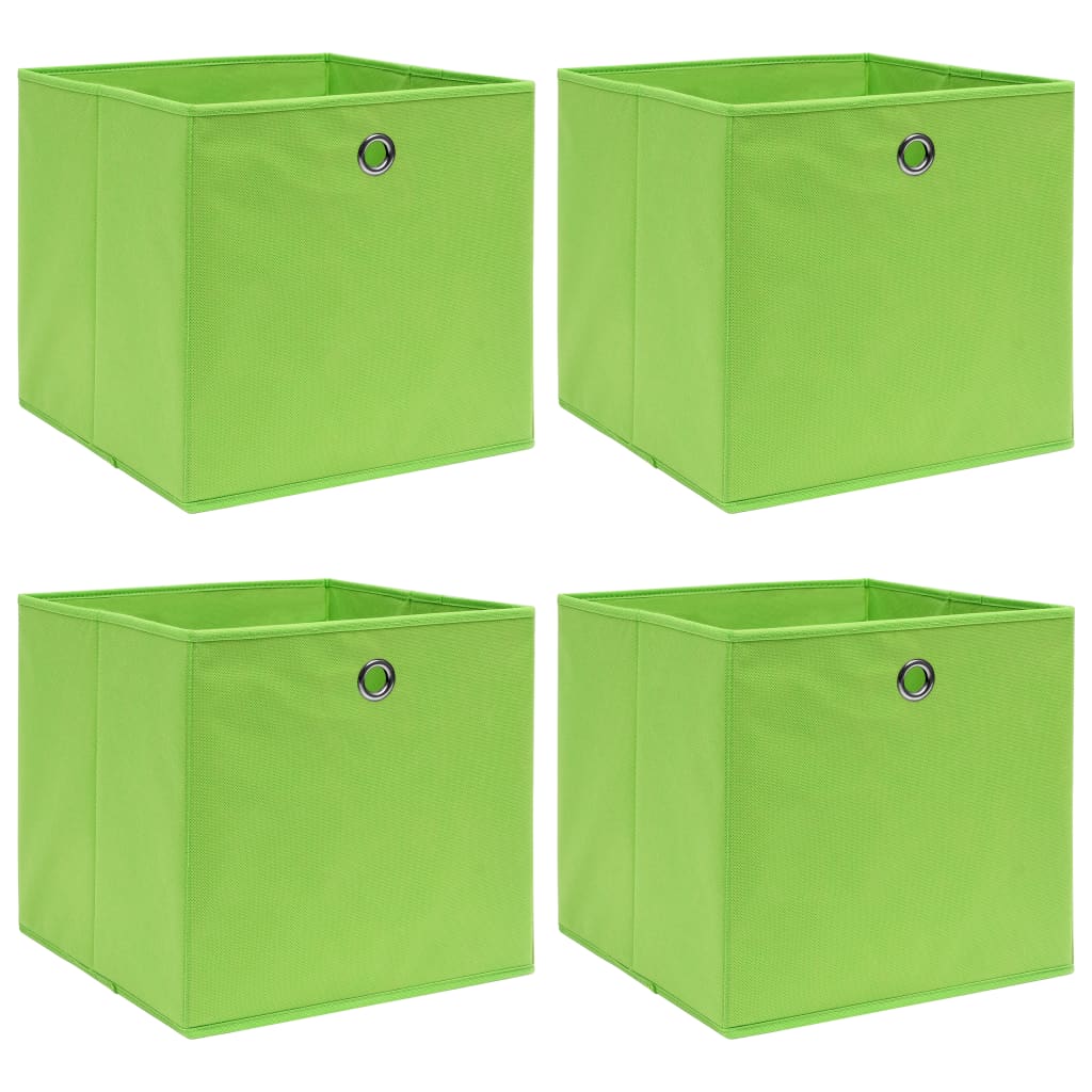 Opbergboxen 4 st 32x32x32 cm stof groen