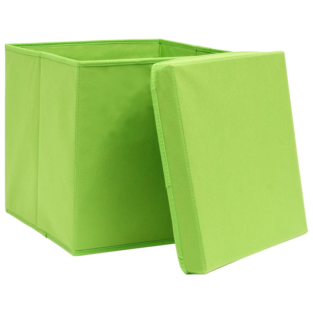 Opbergboxen met deksel 4 st 32x32x32 cm stof groen