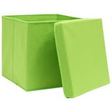 Opbergboxen met deksel 4 st 32x32x32 cm stof groen