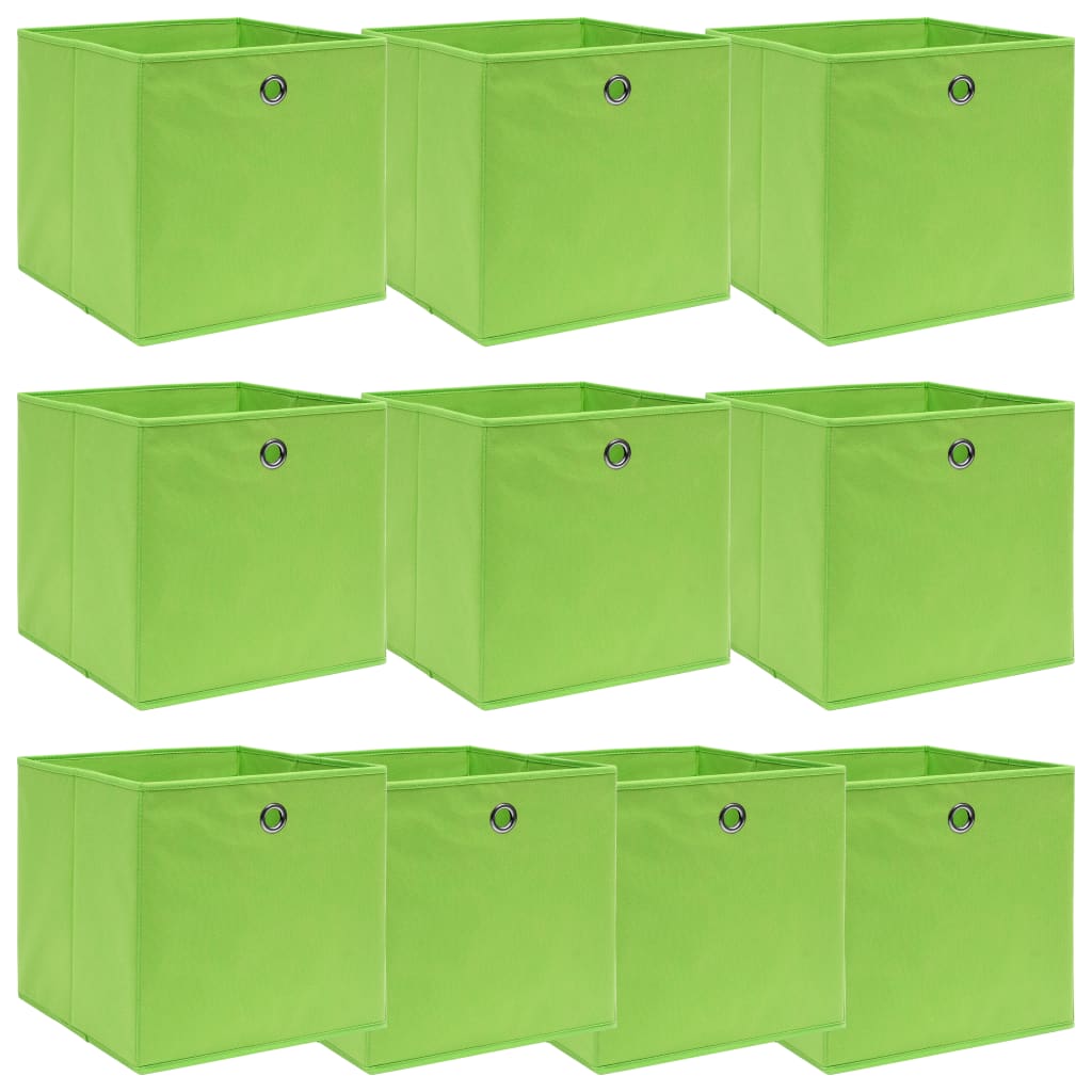 Opbergboxen 10 st 32x32x32 cm stof groen