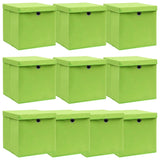 Opbergboxen met deksel 10 st 32x32x32 cm stof paars