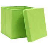 Opbergboxen met deksel 10 st 32x32x32 cm stof paars