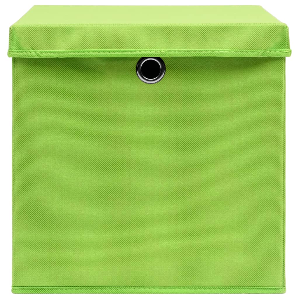 Opbergboxen met deksel 10 st 32x32x32 cm stof paars