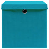 Opbergboxen met deksel 10 st 32x32x32 cm stof babyblauw