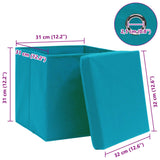 Opbergboxen met deksel 10 st 32x32x32 cm stof babyblauw