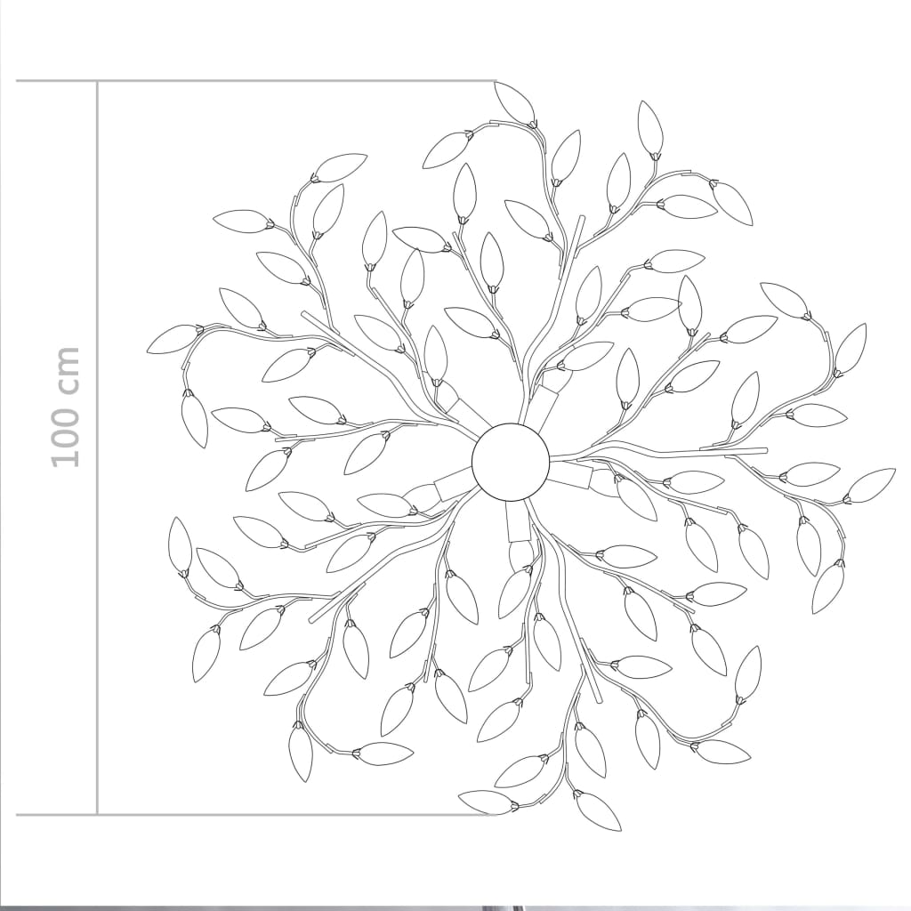 Plafondlamp met acryl kristallen bladarmen voor 5xE14 wit