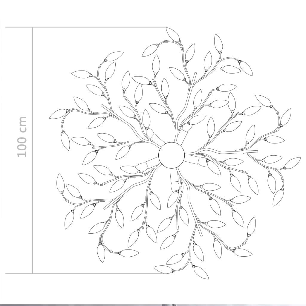 Plafondlamp met acryl kristallen bladarmen voor 5xE14 paars