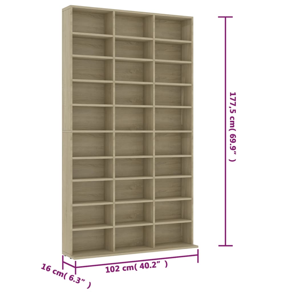 Cd-kast 102x16x177,5 cm bewerkt hout sonoma eikenkleurig - AllerleiShop