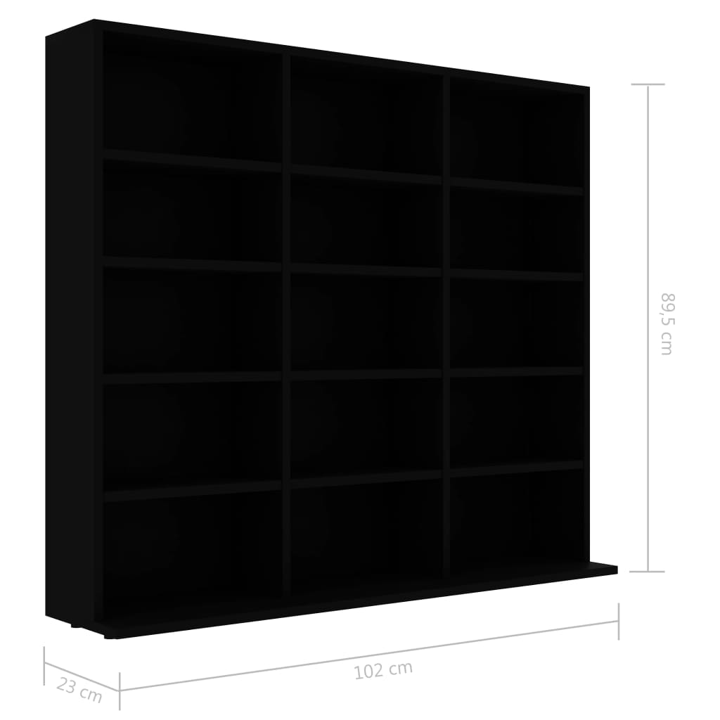 Cd-kast 102x23x89,5 cm bewerkt hout zwart - AllerleiShop